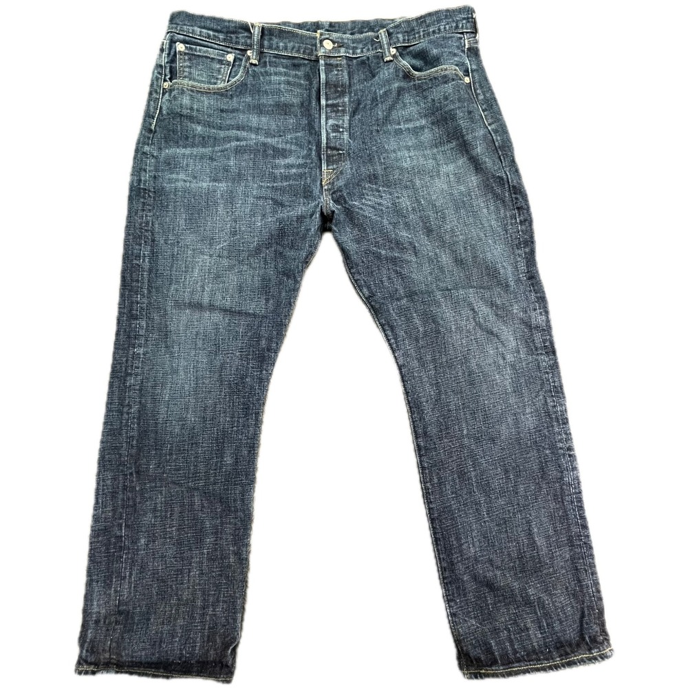 Levi Strauss 501 Jeans Mens W42 L32 Dark Wash Button‎ Fly Denim
